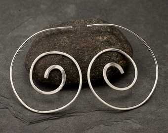Spiral Earrings Sterling Silver - Silver Spiral Earrings - Silver Swirl Earrings- Dangle Earrings- Sterling Silver Jewelry Handmade
