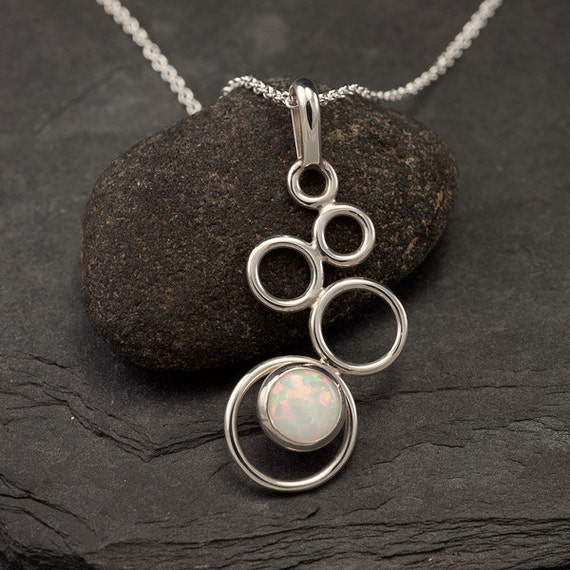 Opal Necklace Opal Pendant Sterling Silver Necklace with