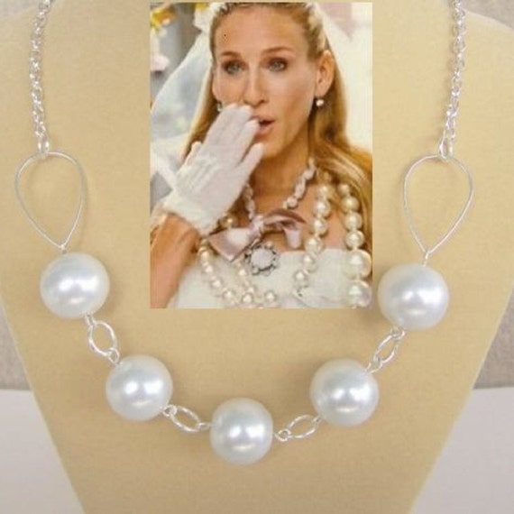 Large Pearl Necklace Carrie Bradshaw Inspired Extra Large