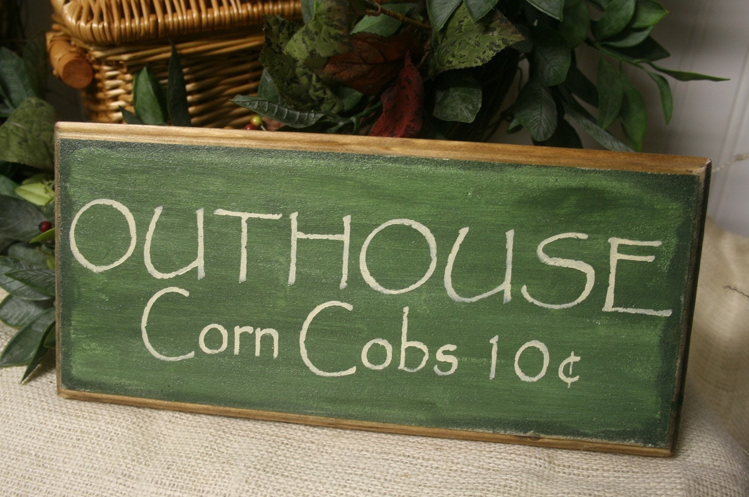 Outhouse Wooden Sign Corn Cobs Rustic