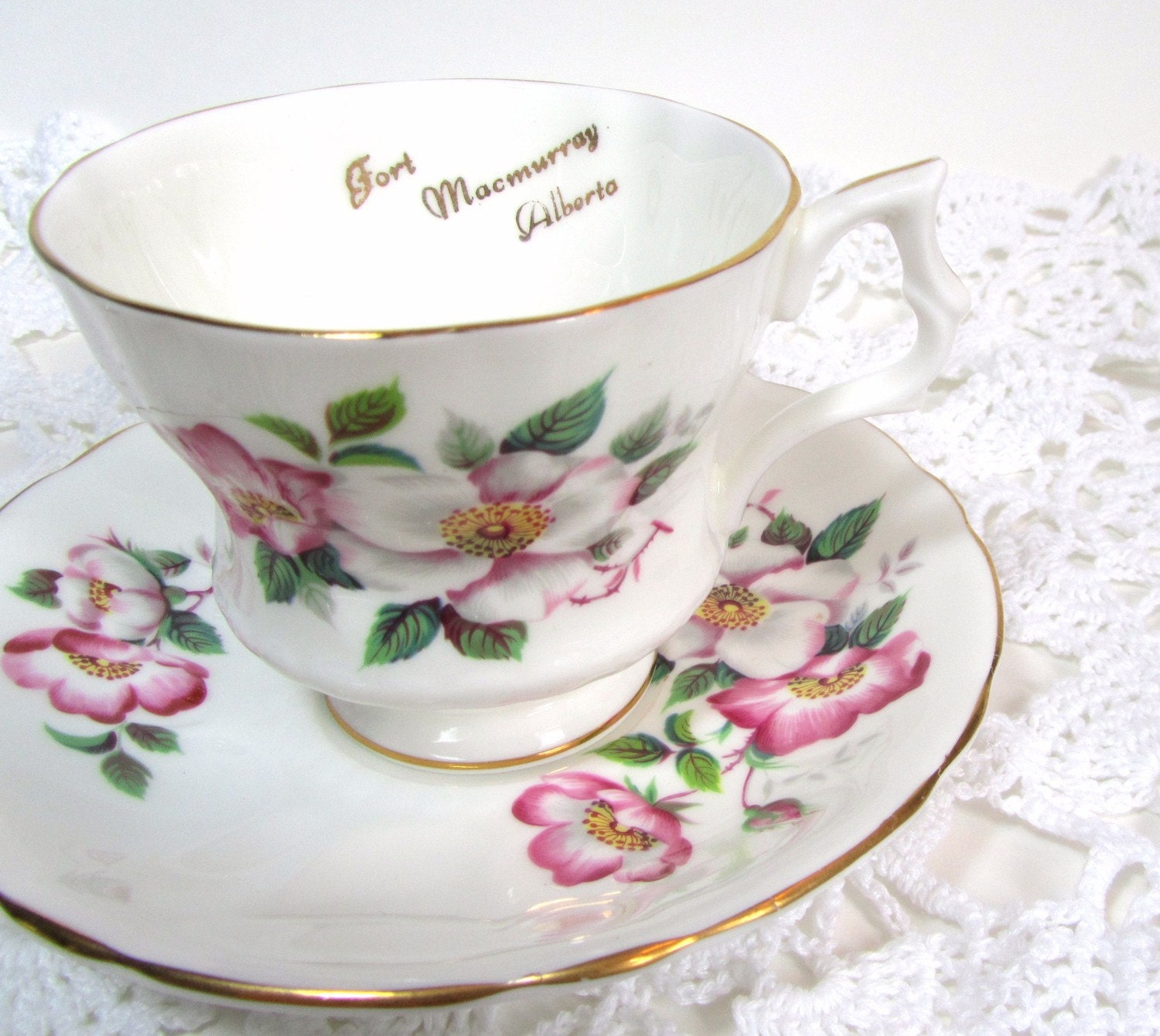 Royal Windsor Fine Bone China Cup and Saucer Alberta Wild Rose