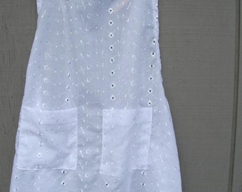 White Eyelet Apron and Bonnet Set/ Childs