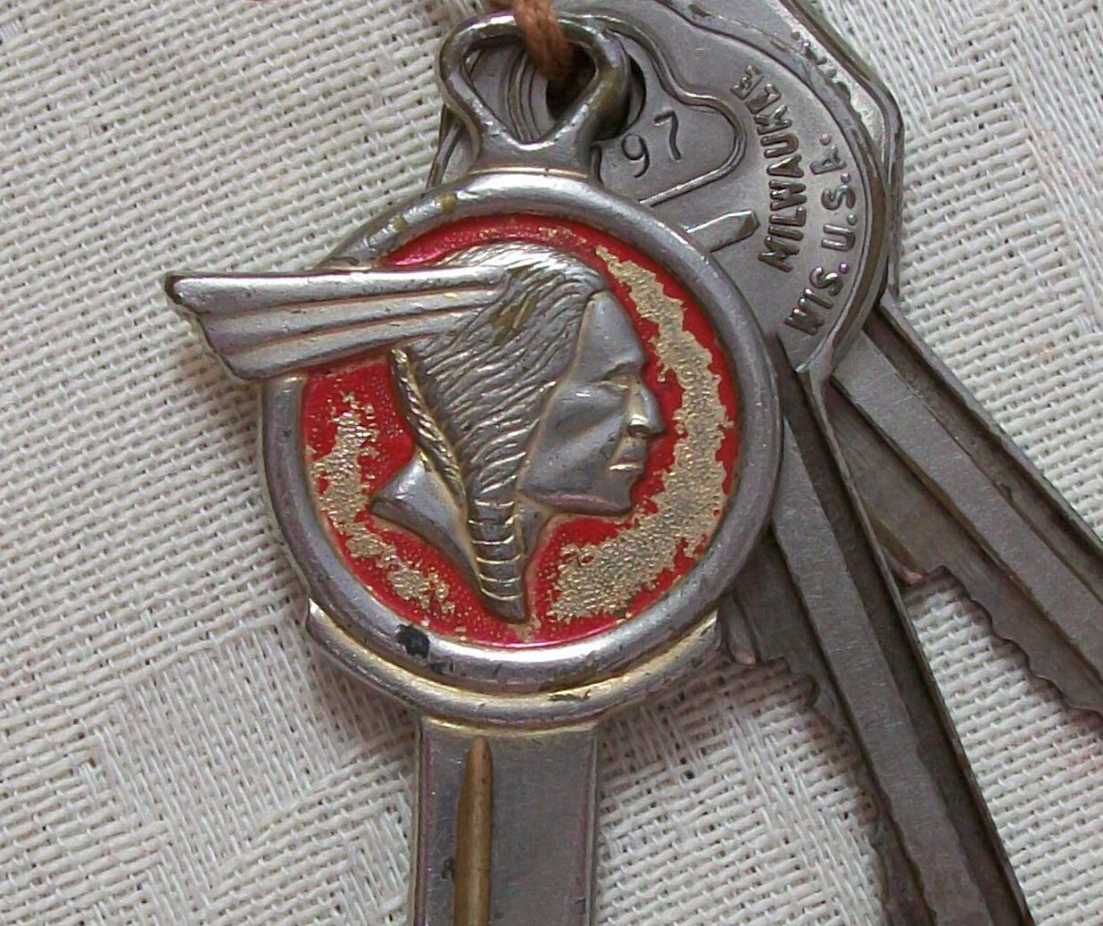 SALE..1950s Pontiac Indian Head Car Key Set