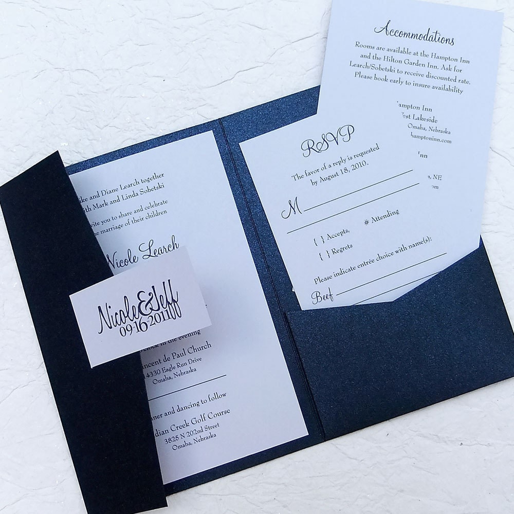 Pocketfold Wedding Invitation Classic Wedding by emilyedsondesign