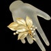 Vintage Pin Golden Leaf Faux Pearl ART Signed White Brooch Designer Signed Wedding Brooch