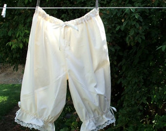 Womens Short BLOOMERS XS - XLg Cotton Lace Drawstring Custom Made