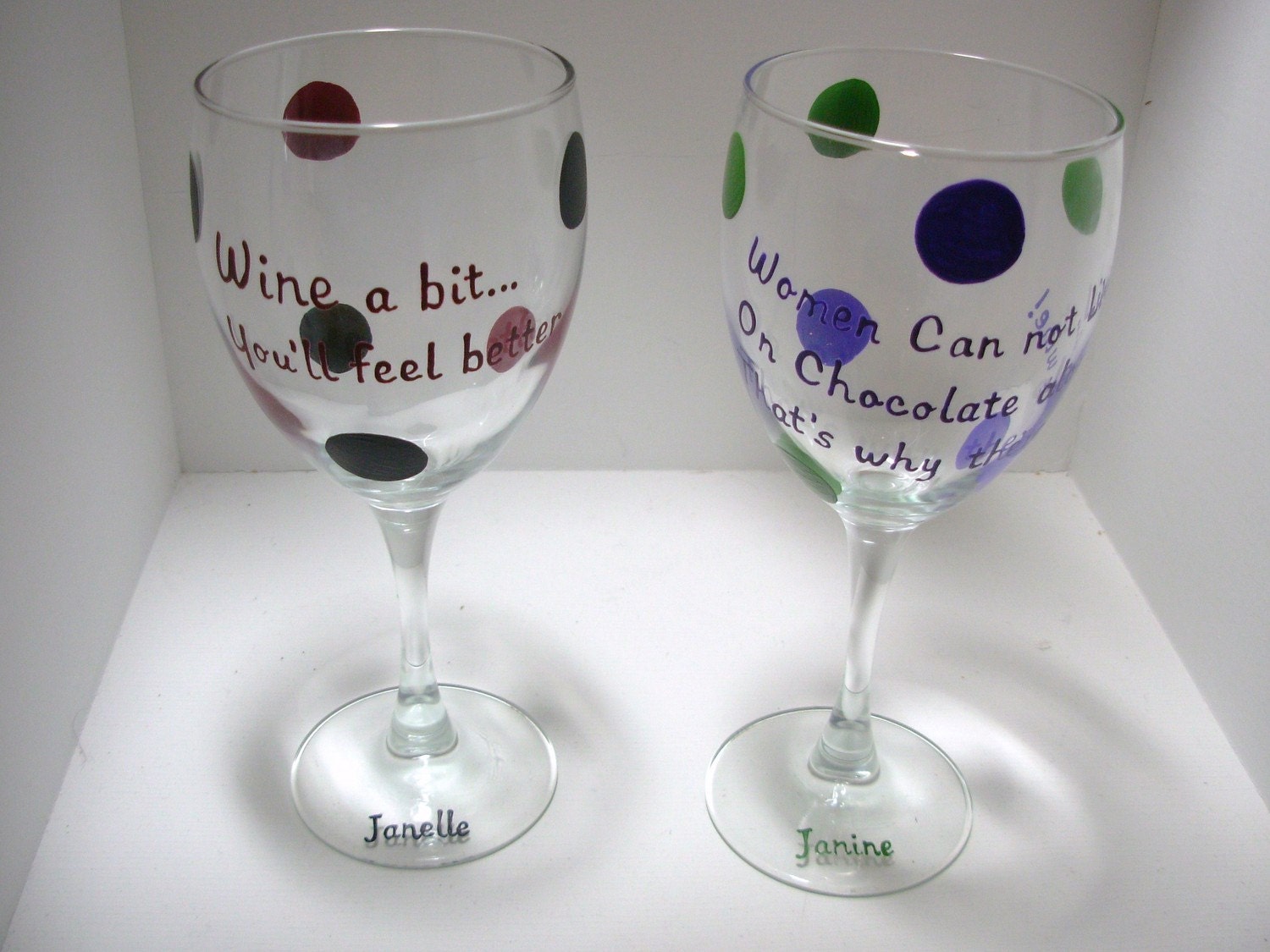 Handpainted Wine Sayings Personalized Wine Glasses Reserved