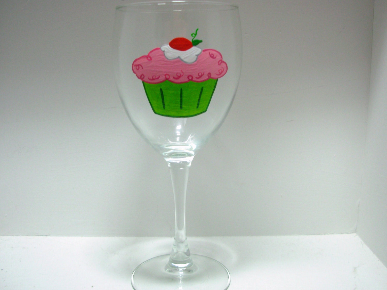 Cupcake Wine Glass Handpainted Personalized