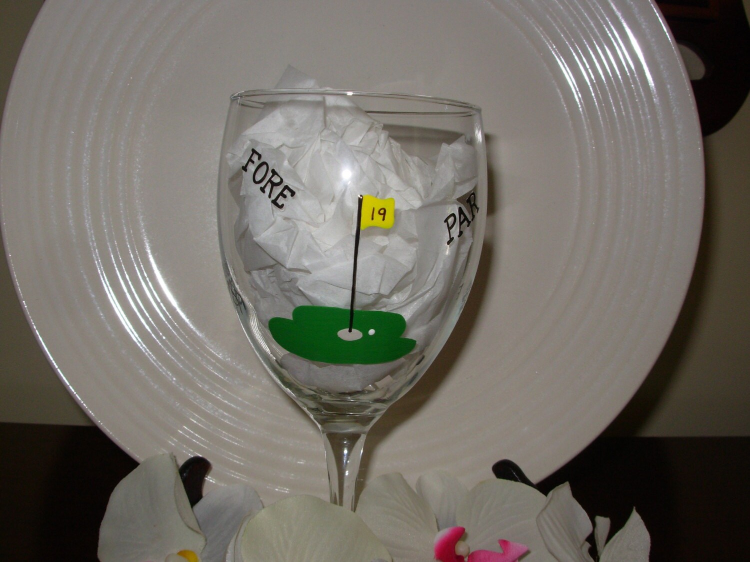 Golf Wine Glass Handpainted Personalized