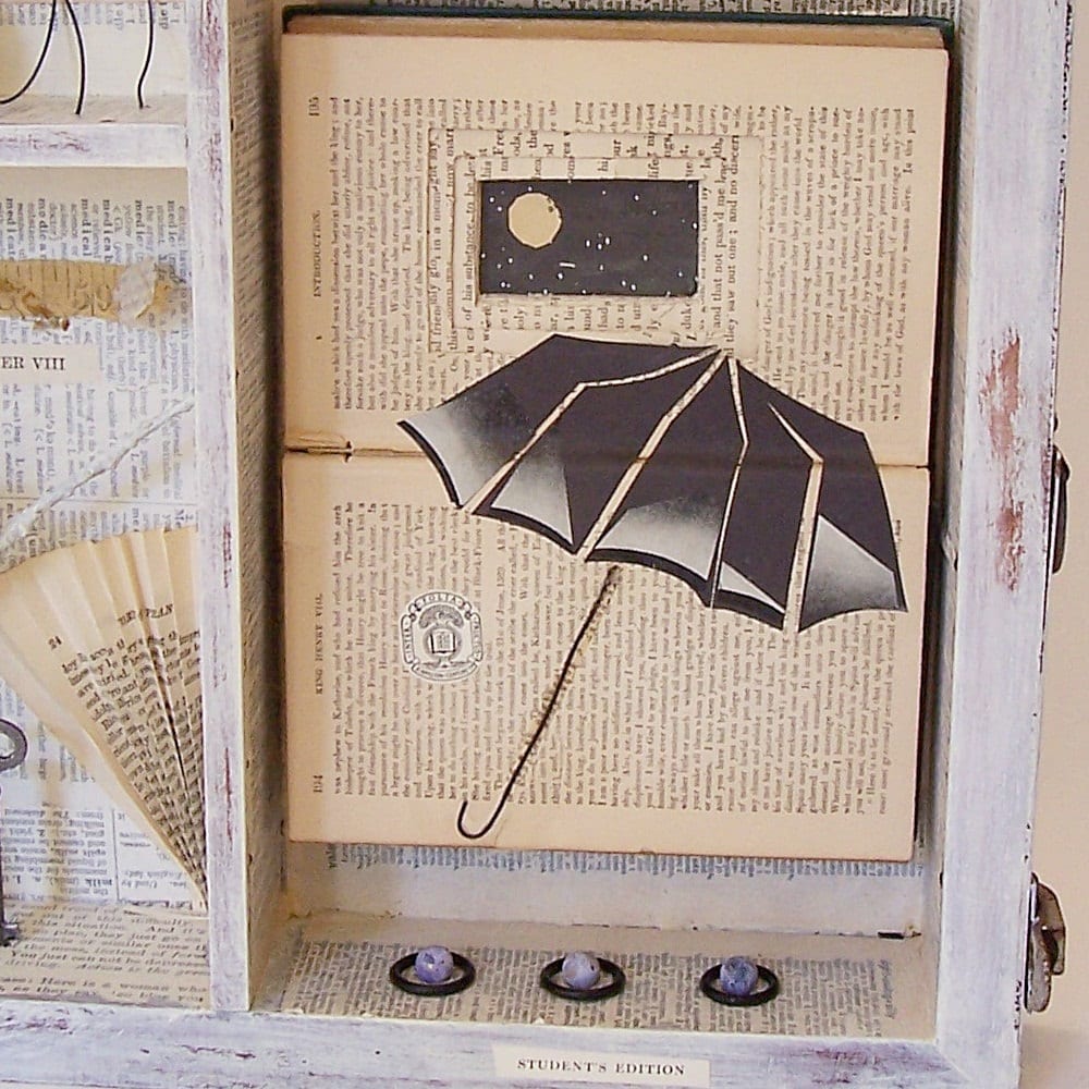 Assemblage Art Wooden Box / Joseph Cornell Tribute / Earth and