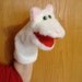 Kitten Cat white hand puppet faux fur green eyes
