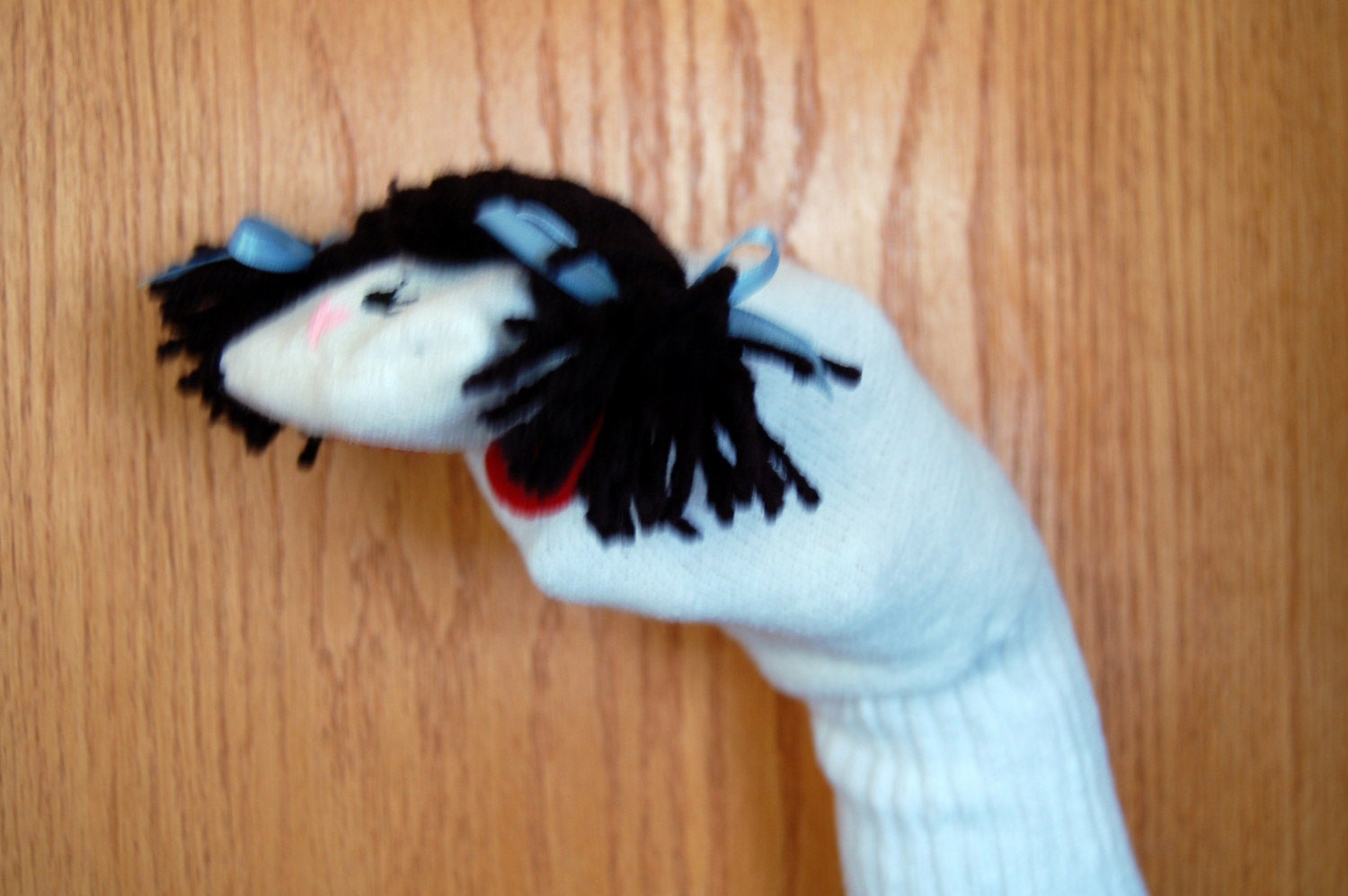 Girl Sock Puppet With Moveable Mouth Black Braids