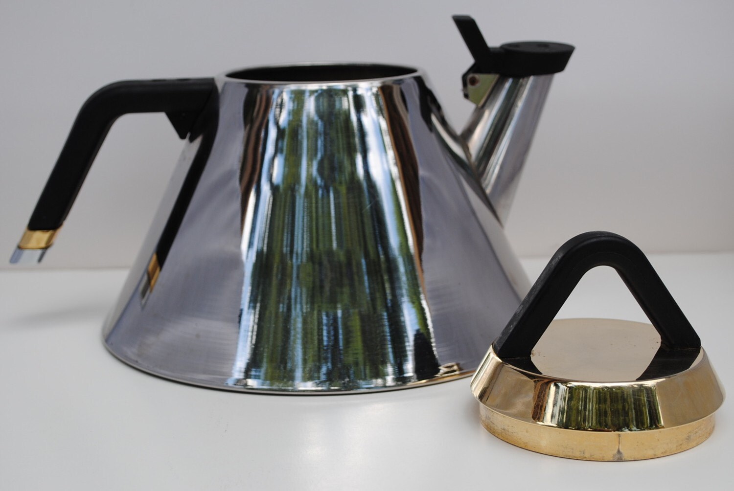 Vintage tea kettle Kamenstein 1987 stainless steel brass