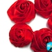 5 pcs - LARGE RED Satin Flower Rosette Rolled Fabric Flower : 1130