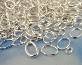 100 Silver Plated OVAL Jump Rings - Best Commercially Made - 24, 22, 20, 18 or 16 gauge or a Mix You Pick Diameter- 100% Guarantee
