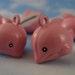 6 Diving Dolphin Bells 17mm - Bright Pink with Snazzy Racing Stripe - Jump Rings Included
