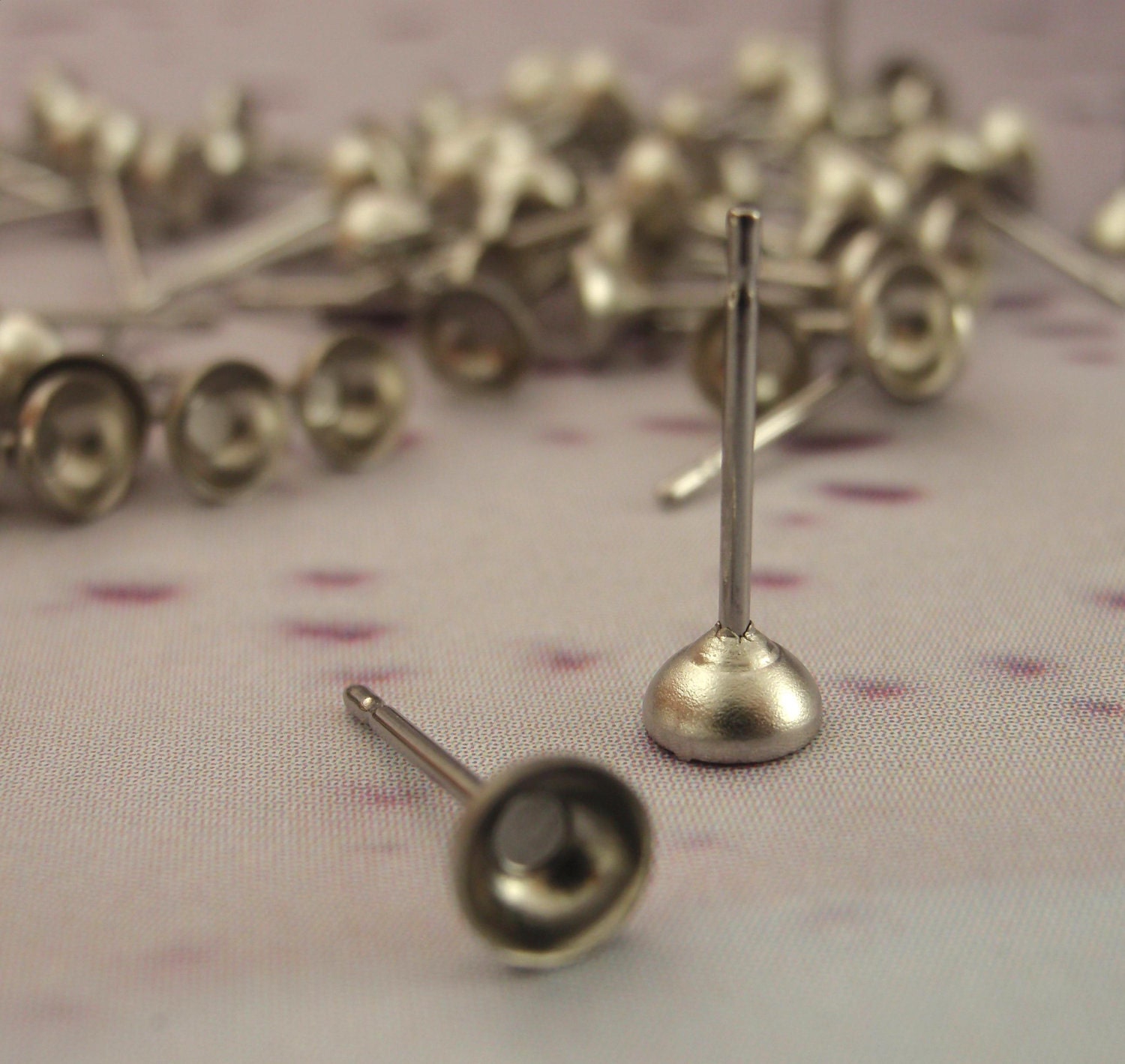 10 Pairs Stainless Steel Earring Posts with 3mm 4mm or 6mm Cup