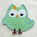 Fabric Embroidered Iron On or Sew On Applique Patch Owl