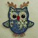 Owl in Reindeer Antlers Fabric Embroidered Iron On Applique Patch