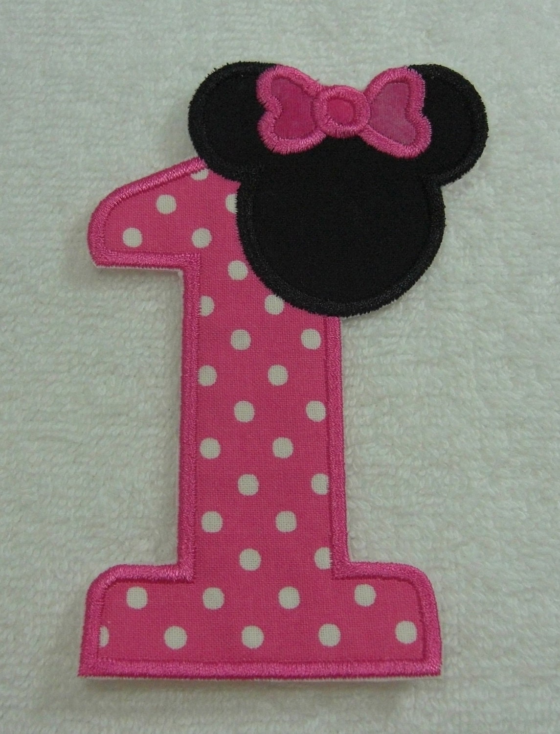 minnie mouse number 1 fabric embroidered iron by
