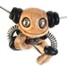 Gray Gil Grungy Bot Robot Sculpture - Clay, Wire, Paint