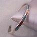 1970s Native American Bracelet Chip Inlay Turquoise Red Coral Sterling Cuff SALE