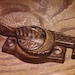 antique Eastlake Ives Ornate Window Lock. Victorian era eagle claw style cast iron window latch..