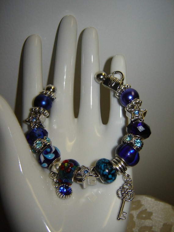 Pandora knockoff Metal and Glass Bracelet B6E