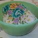 SALE - Vintage Jadite bowl, green glass, bowl, Jadite, Jadeite, handkerchief, floral, hankie, serving, kitchen