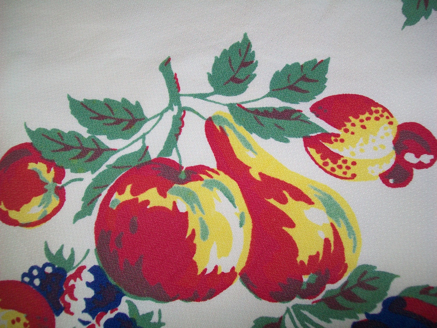 VIntage fruit tablecloth table cloth fruit design red