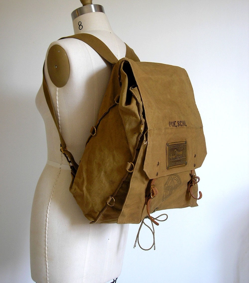 vintage boy scout canvas backpack