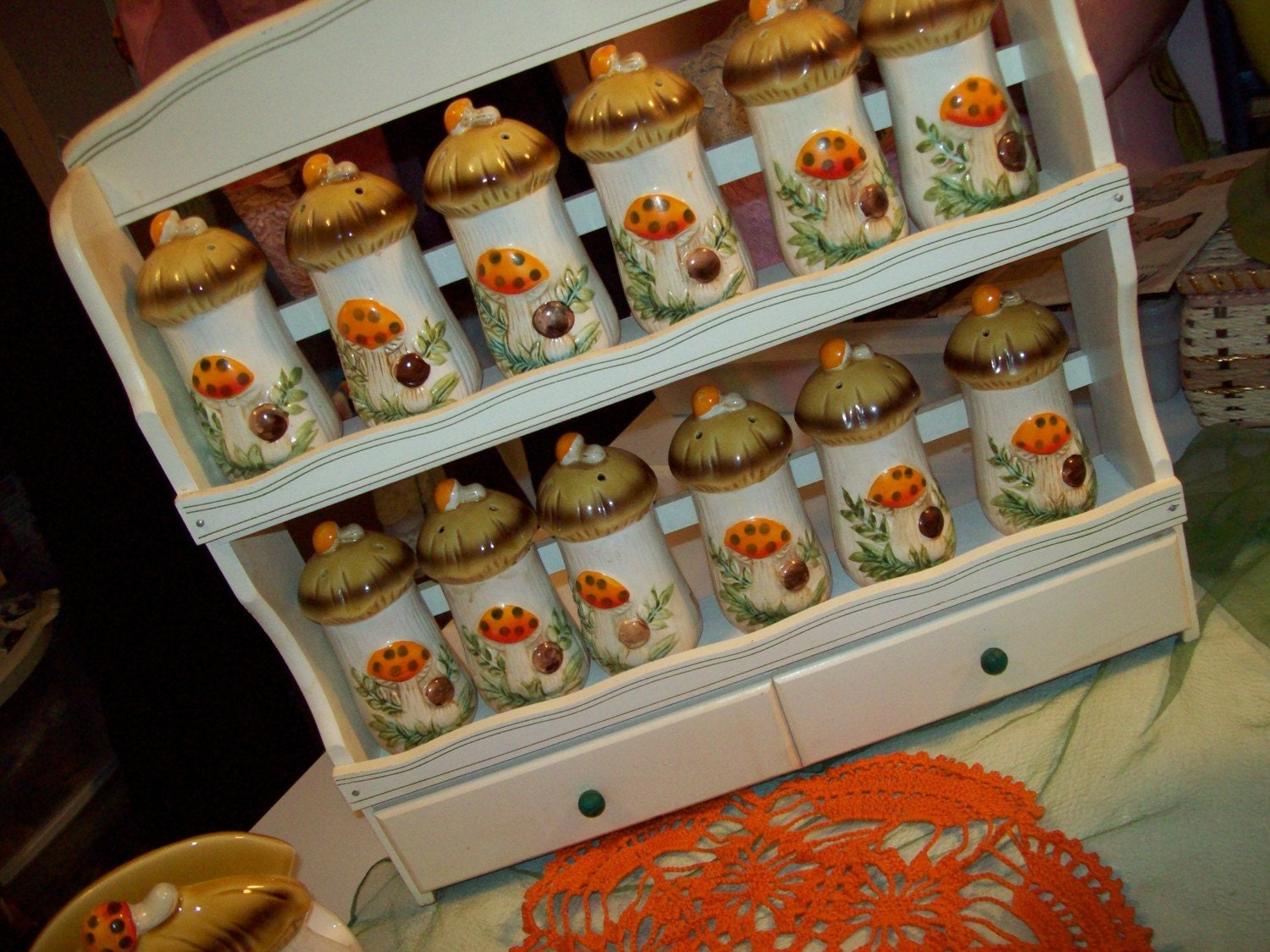 Merry Mushroom Spice Rack with...12 Jars