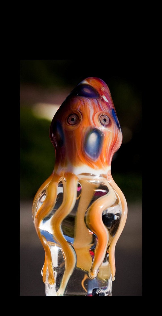 Hand Blown Glass Octopus Wine Cork Bottle Stopper Ocean Sea