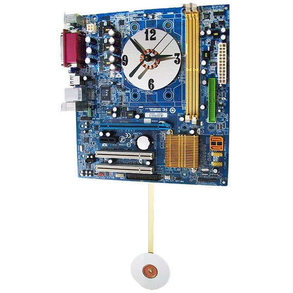 Motherboard Pendulum Clock with Raised Black Numbers and