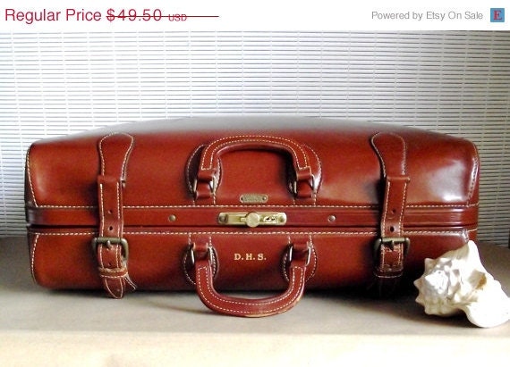 On Sale Vintage Cowhide Luggage Suitcase Tripak by Schell