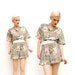 80s Jumper - Tropical Floral Print Slouchy Jumper - 1980s Leopard Romper Playsuit - Boho Pastel Animal Print Shorts - S 2 4 6