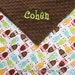 Baby Blanket Personalized - Owls Satin and Chocolate Minky