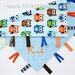 Personalized Owl Baby Tag Blanket Ribbon Lovey - Boy Owls Blanket Blue