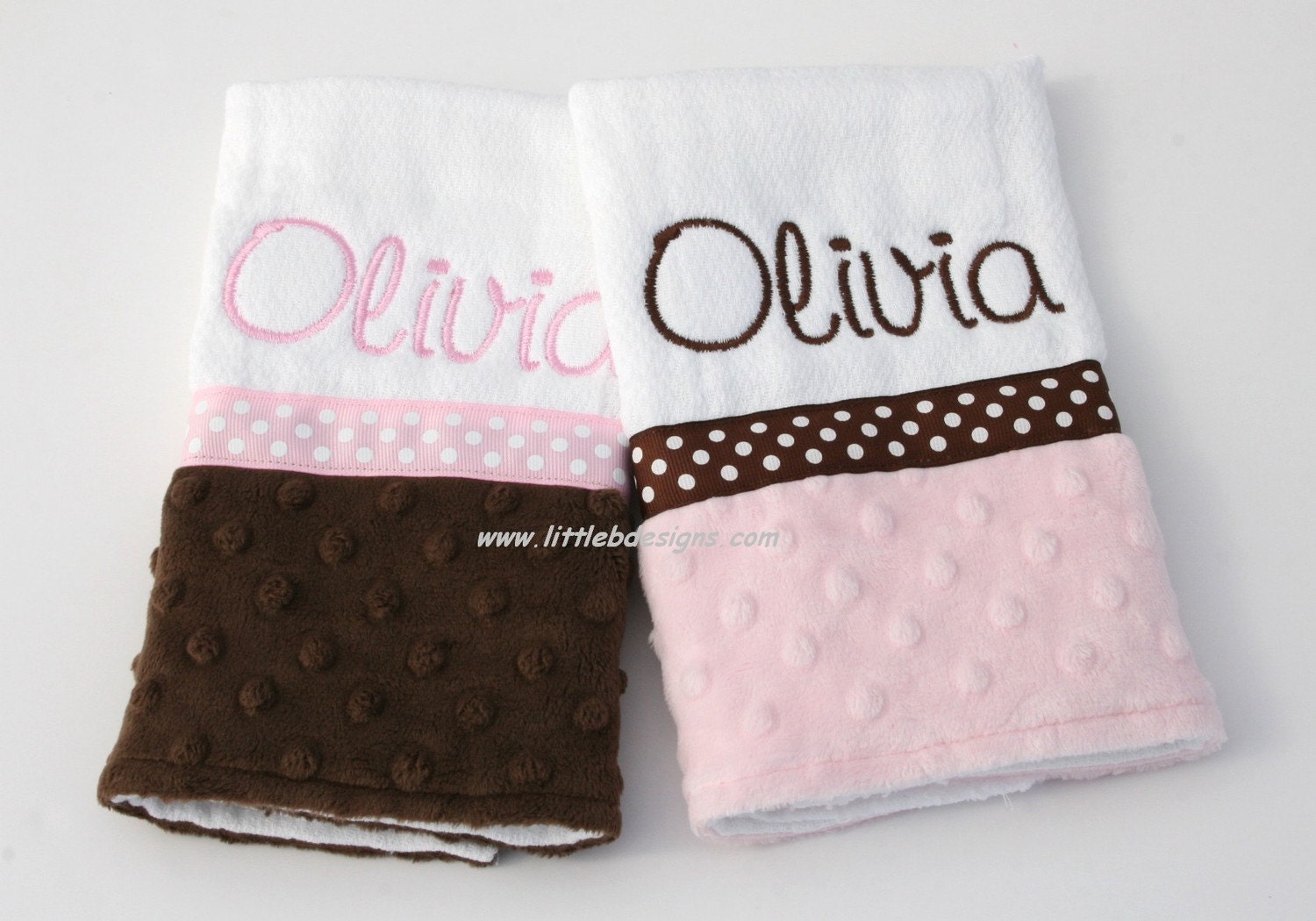 Personalized Minky Burp Cloth Set Over 30 Minky Options