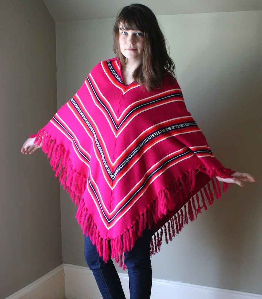 SALE neon indian poncho