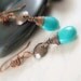 Turquoise Dangle Earrings . Hammered Copper . December Birthstone Earrings . Long Drop Earrings . Boho Tribal . Southwest - Copper Canyon