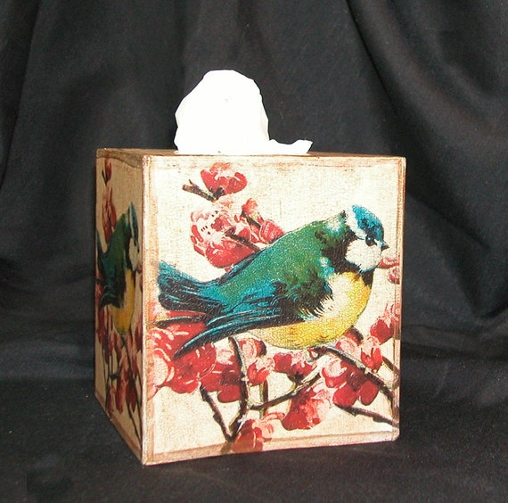 box easy decoupage paper tissue Tissue on by Branch Bird Box a Cover Decoupage