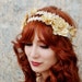 Golden flower headband, bridal head piece, regency hairband, hair accessory - Isadora