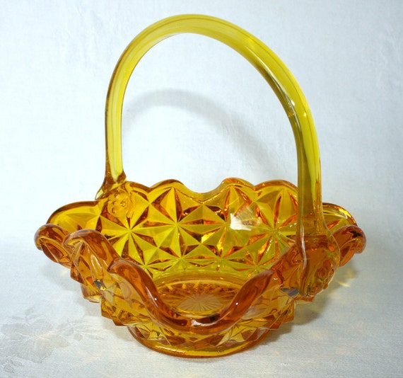 Miss America Amber Depression Glass Basket by PhantomLimbs on Etsy