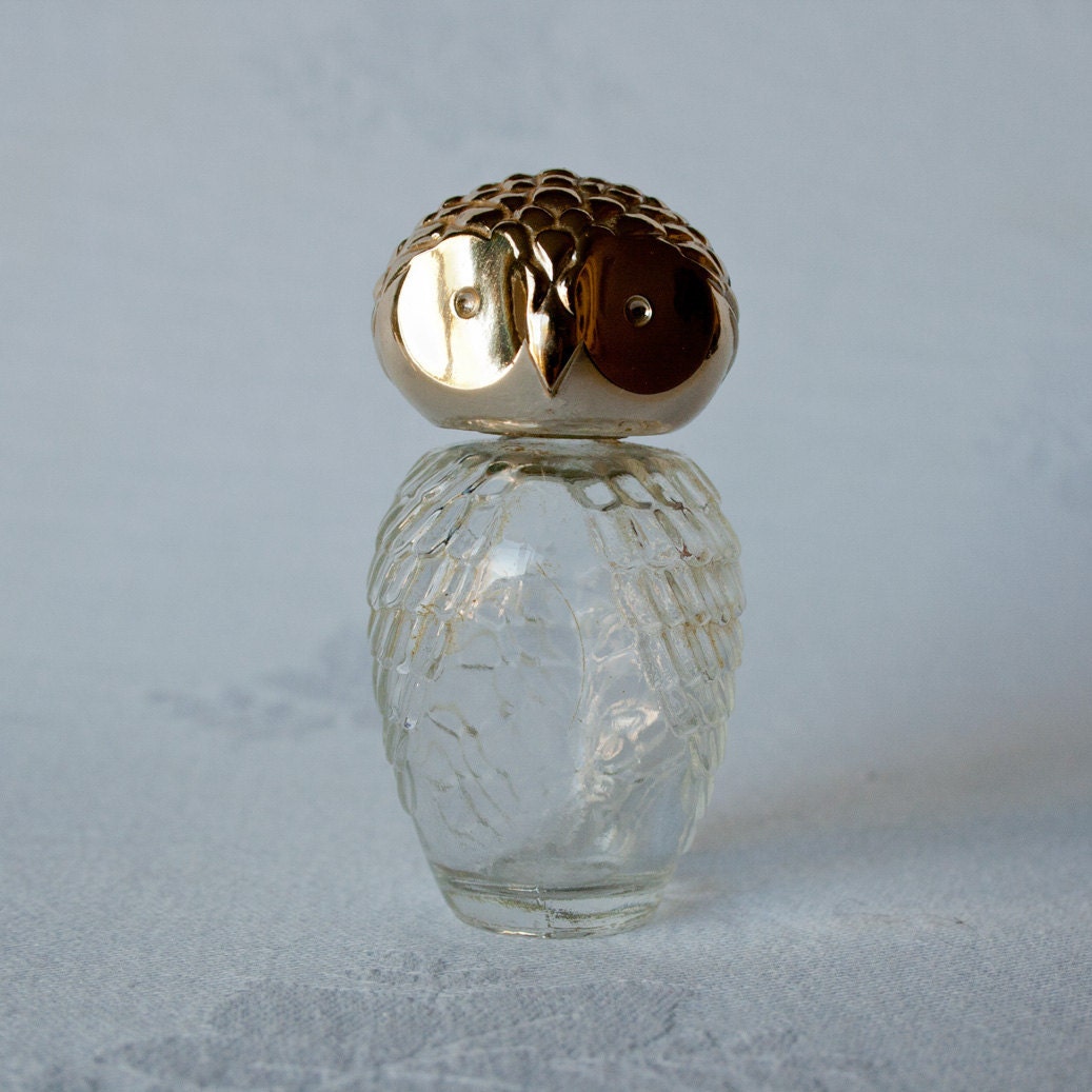 Glass Avon Owl Perfume Bottle