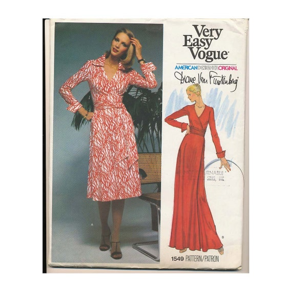 Diane Von Furstenberg Wrap Dress UNCUT Sewing Pattern Vogue