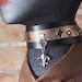 Fleur de Lis charm on Bronze and black leather collar choker