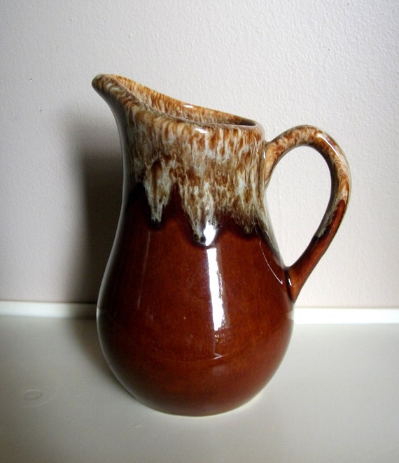 Vintage Drip Glaze Pottery Pitcher Chocolate Syrup