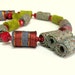 Oriental wearable art Damask and cotton necklace