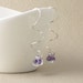 Purple Spiral Earrings, Lavender Glitter Twist Glass Lampwork Teardrops, Argentium Silver